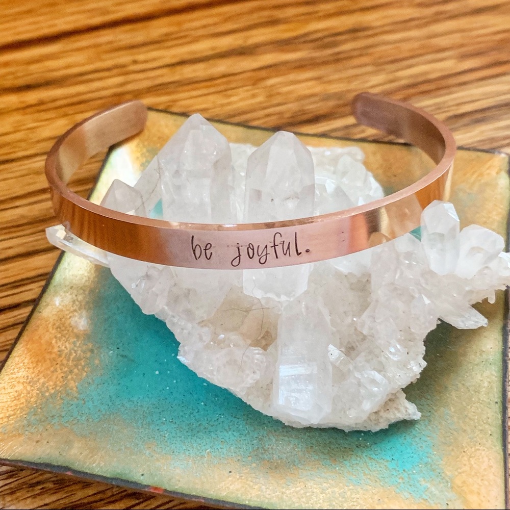 🆕 Be Joyful Handstamped Stainless Cuff Bracelet